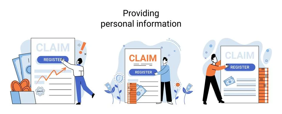 Registration of claim form register document, providing personal information イラスト素材