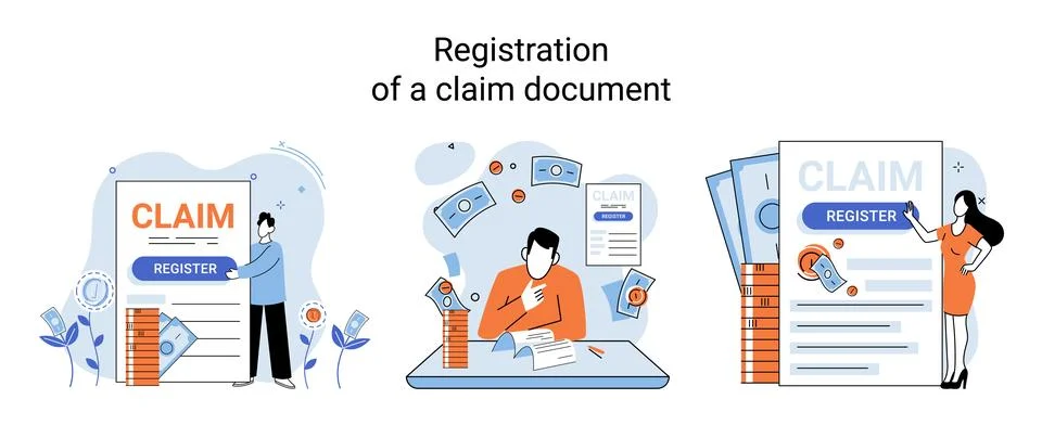Registration of claim form register document, providing personal information イラスト素材