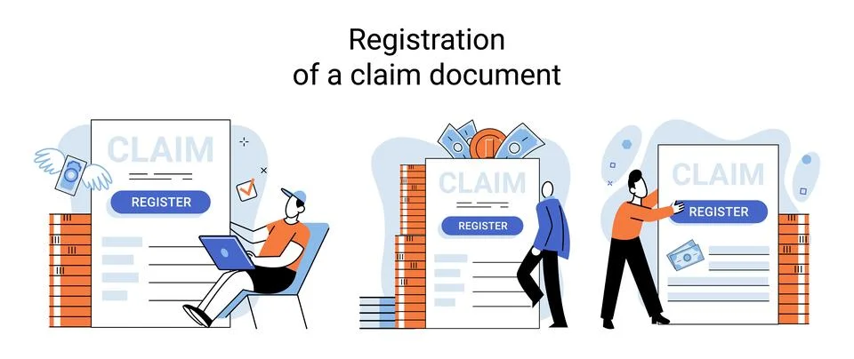 Registration of claim form register document, providing personal information イラスト素材