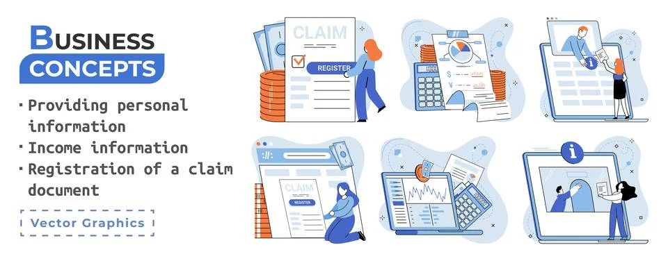 Registration of claim form register document, providing personal information Ilustración de archivo