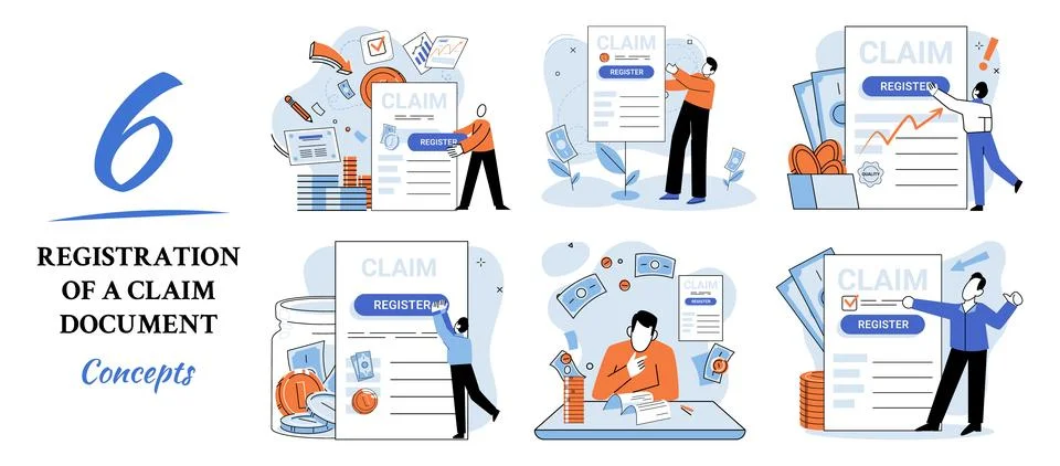 Registration of claim form register document, providing personal information Ilustración de archivo