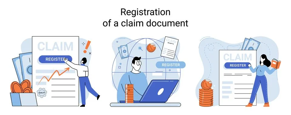 Registration of claim form register document, providing personal information イラスト素材