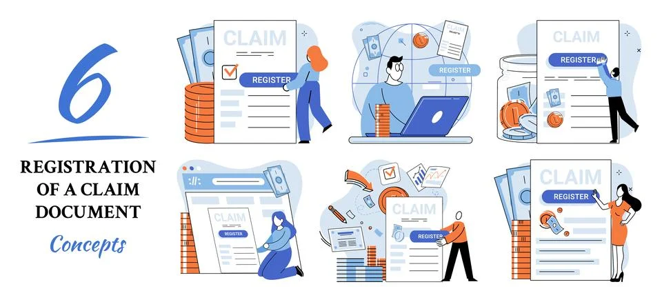 Registration of claim form register document, providing personal information Ilustración de archivo