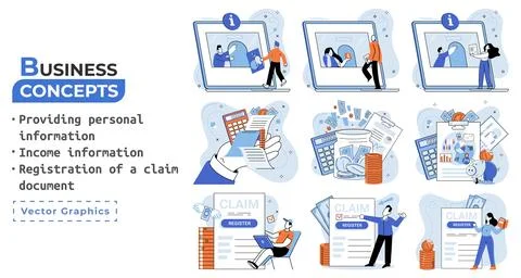 Registration of claim form register document, providing personal information Ilustración de archivo