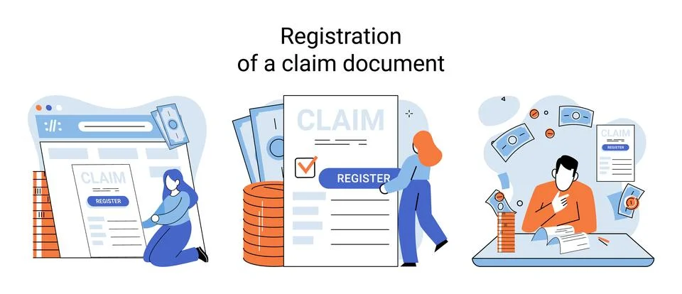 Registration of claim form register document, providing personal information イラスト素材