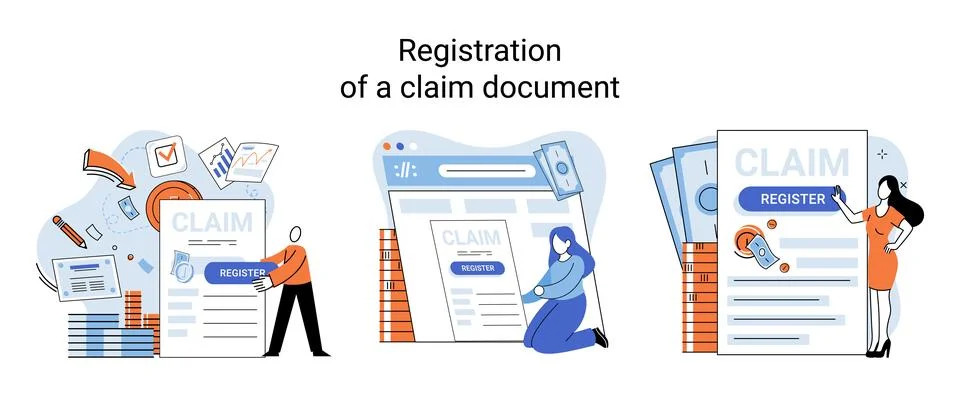 Registration of claim form register document, providing personal information イラスト素材