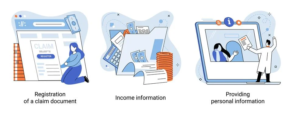 Registration of claim form register document, providing personal information Ilustración de archivo