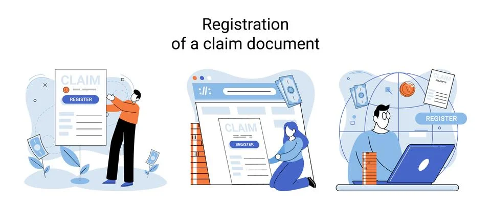 Registration of claim form register document, providing personal information イラスト素材