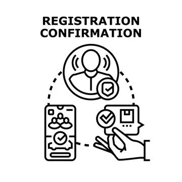 Registration confirmation completing digital user account onboarding process Stock Illustration