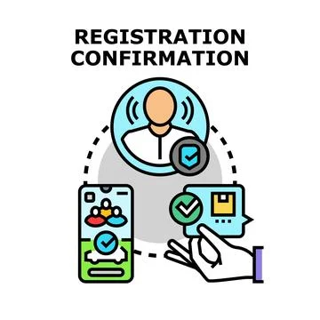 Registration confirmation completing digital user account onboarding process Stock Illustration