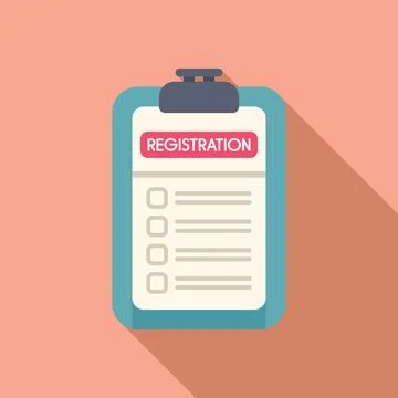 Registration form clipboard icon flat vector. Account create membership Stock Illustration