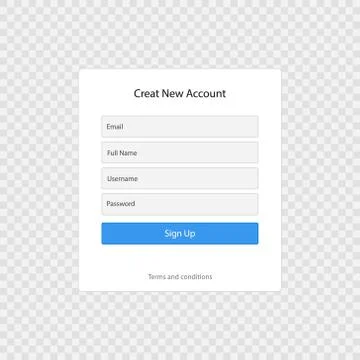 Registration form page template 스톡 일러스트