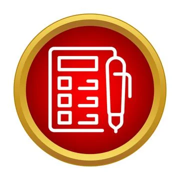 Registration form with pen on a red circle icon Stock Illustration