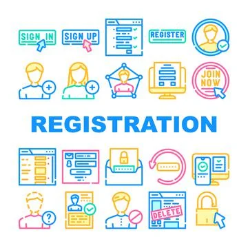 Registration form web icons set vector Illustrazione stock