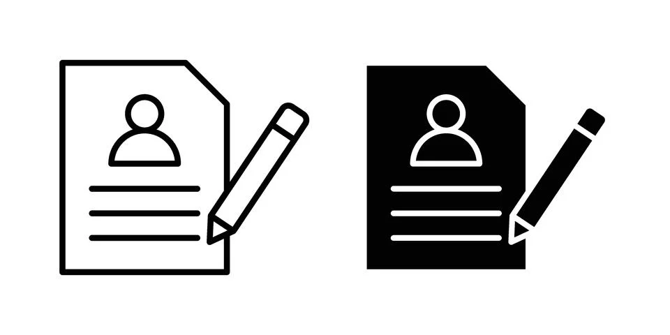 Registration icon linear versions pack on white background Stock Illustration