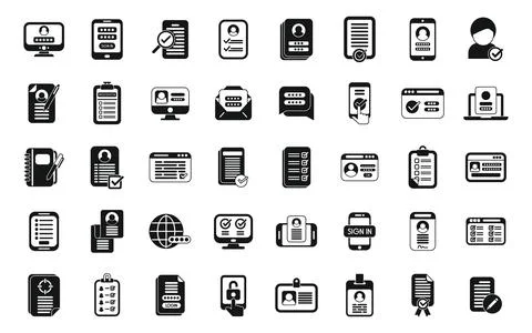 Registration icons set simple vector. Account create Stock Illustration