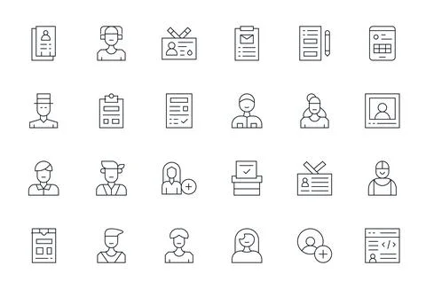 Registration including 24 256x256 Thin Line Vector Illustrations Stock Illustration