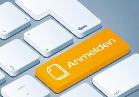 Registration Key - Keyboard with 3D Concept illustration - German-Translation Stock Illustration
