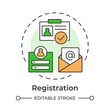 Registration multi color concept icon Stock Illustration