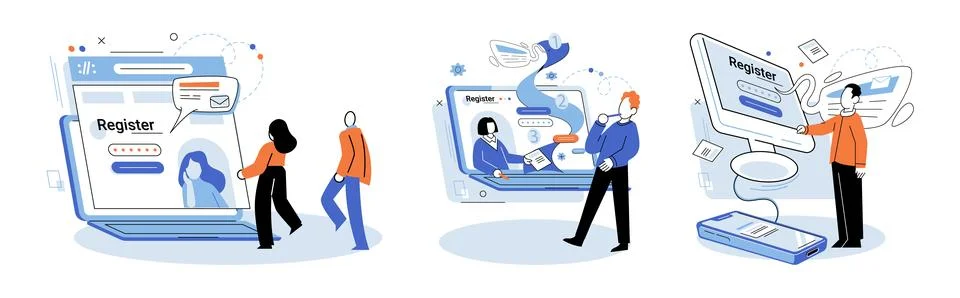 Registration online. Accessing certain features or content may require Illustration
