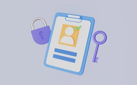 Registration or app login, User account security 3d illustration Ilustração Stock