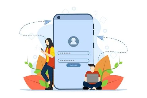 Registration or register user interface. Users use secure logins and passwords. Stock Illustration