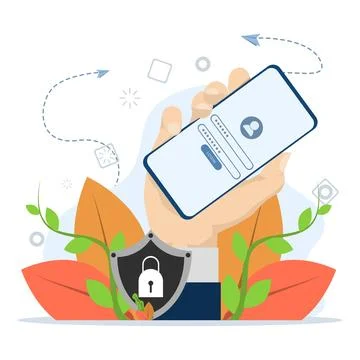 Registration or register user interface. Users use secure logins and passwords. Stock Illustration