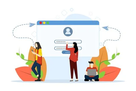 Registration or register user interface. Users use secure logins and passwords. Stock Illustration