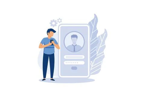 Registration or sign up user interface. Users use secure login and password.  Stock Illustration