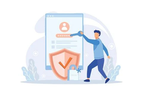 Registration or sign up user interface. Users use secure login and password.. Stock Illustration
