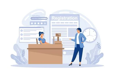 Registration or sign up user interface. People using secure login and passw.. Stock Illustration