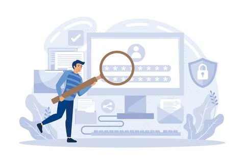 Registration or sign up user interface. People using secure login and passw.. Stock Illustration