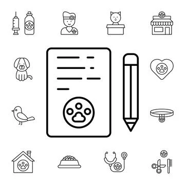 Registration, pets flat vector icon in petshop pack Stock Illustration