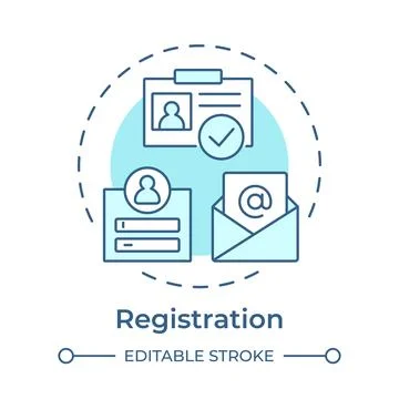 Registration soft blue concept icon Stock Illustration