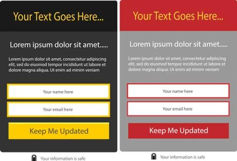 Registration subscription opt-in sign-up forms Stock Illustration