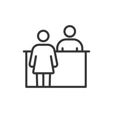 Registration table, icon in line design. Registration, table, sign-in, form Stock Illustration