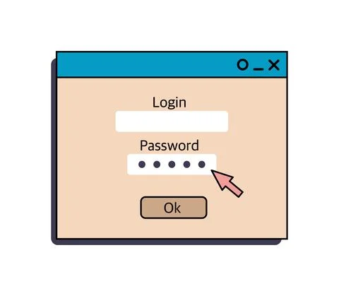 The registration window is an interface element of an old Windows PC from the Stock Illustration