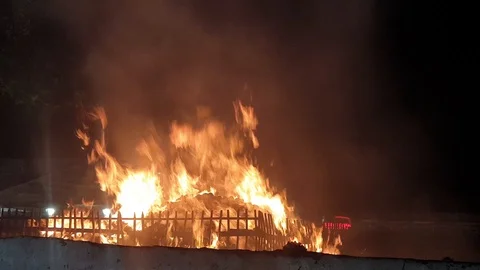 Reglious fire in Sabarimala in Kerala. This is called as Karpoora azhi Stock Footage 124439522