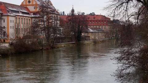 The regnitz bamberg germany in winter 4k 25fps video Stock Footage 262497414