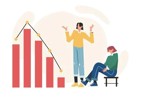 Regression Analysis and Downward Trend Forecasting Illustration Stock Illustration