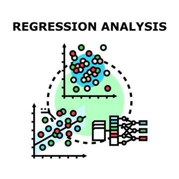 Regression analysis calculating data for machine learning Illustrazione stock