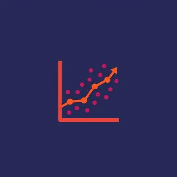 Regression analysis icon with graph, chart Stock-Illustration