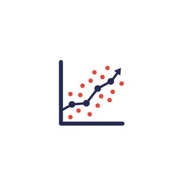 Regression analysis icon with graph Stock Illustration