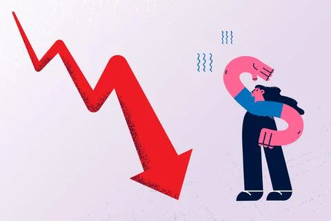 Regression, decreasing of income concept Stock Illustration