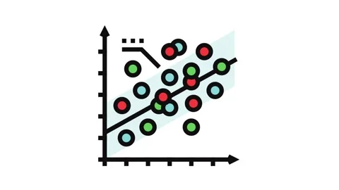 Regression graph machine learning color icon animation Stock Footage 326108023