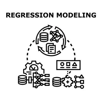 Regression modeling machine learning data analysis process concept Illustrazione stock