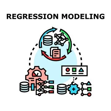 Regression modeling machine learning data analysis process concept Stock Illustration