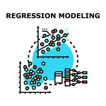 Regression modeling performing data analysis and prediction イラスト素材