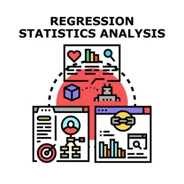 Regression statistics analysis data modeling and prediction Stock Illustration