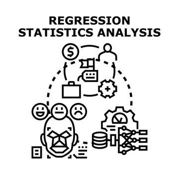 Regression statistics analysis vector concept illustration Stock Illustration